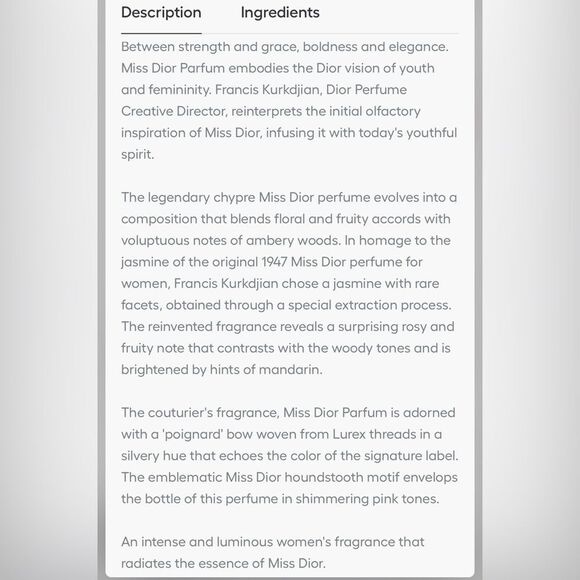 Miss Dior Parfum Perfume - Intense Floral, Fruity and Woody Notes 1.1oz - Picture 3 of 3